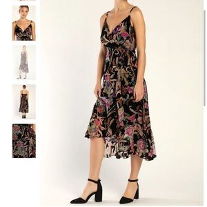 Lulus velvet burnout black floral dress